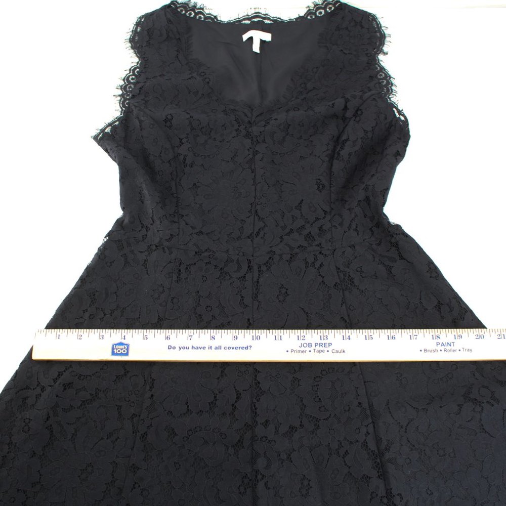 Joie Nikolina Dress Black Lace Sleeveless V Neck Scalloped Eyelash Trim SZ M - Picture 11 of 15